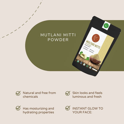 100% Natural Multani Mitti Powder for Face, Skin, and Hair | Fuller's Earth, Bentonite Clay (200 Grams)