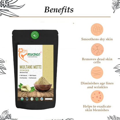 100% Natural Multani Mitti Powder for Face, Skin, and Hair | Fuller's Earth, Bentonite Clay (200 Grams)