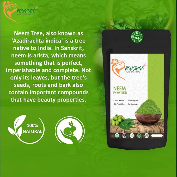 Neem Powder | Wild Crafted | Support Skin Health & Hair Growth | 100% Pure Neem Leaf Powder | Azadirachta Indica (200g)