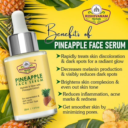 Rishivanam Herbals Pineapple Face Serum – 30ml to Reduce Pigmentation & Dark Spots | Get Glowing Skin